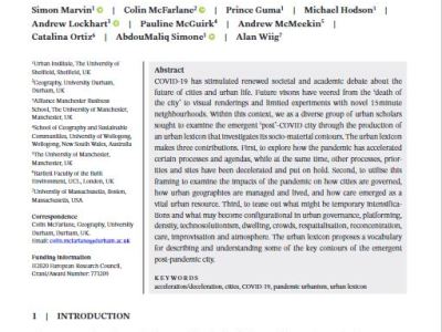 Post-pandemic cities: An urban lexicon of accelerations/decelerations